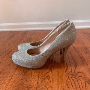 Wild Rose Silver Glitter Heels